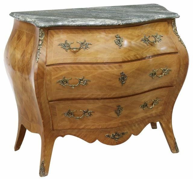 Appraisal: French style bombe commode early th c having shaped marble