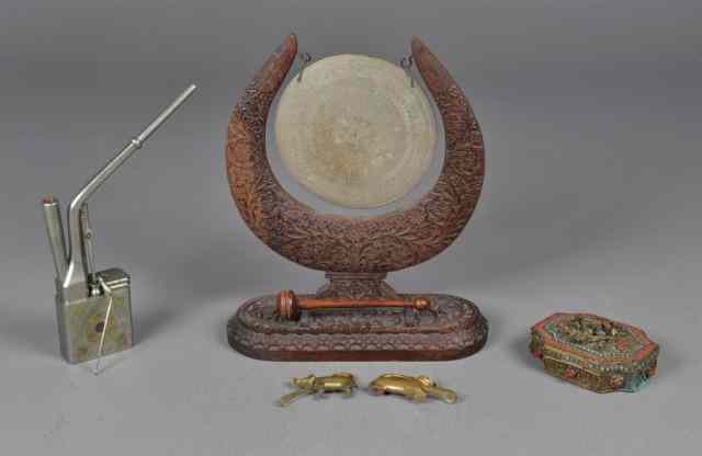 Appraisal: pcs Chinese Decrotive ArtsTo include a Tibetian Gong on profusly