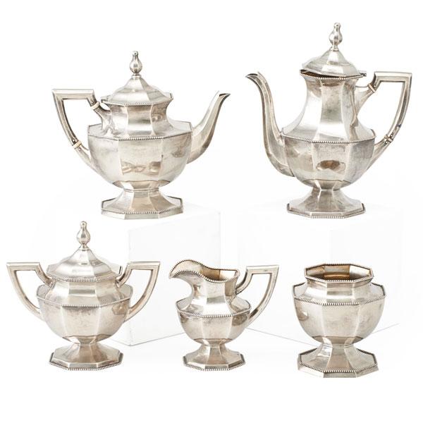 Appraisal: MAUSER STERLING FIVE PIECE TEA AND COFFEE SERVICE Teapot coffee