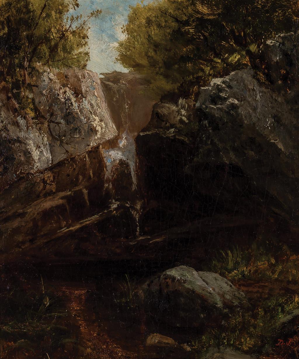 Appraisal: DAVID JOHNSON American - Bash Bish Falls oil on canvas