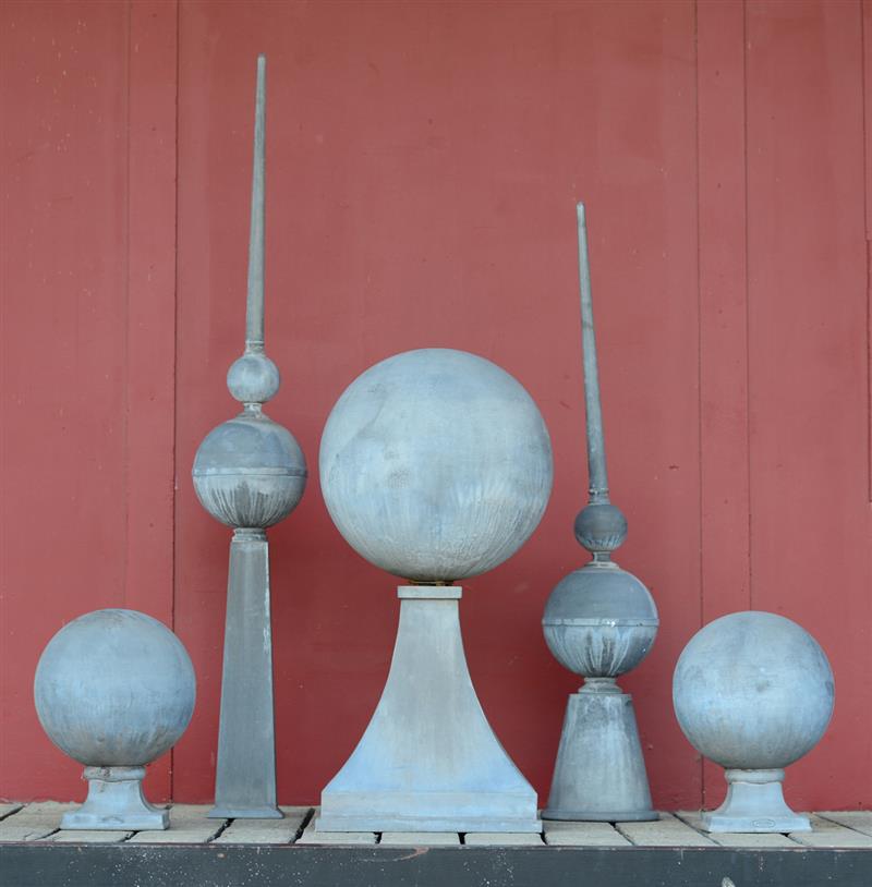 Appraisal: MISCELLANEOUS GROUP OF ZINC LEAD GARDEN ARTICLES Comprising two finials