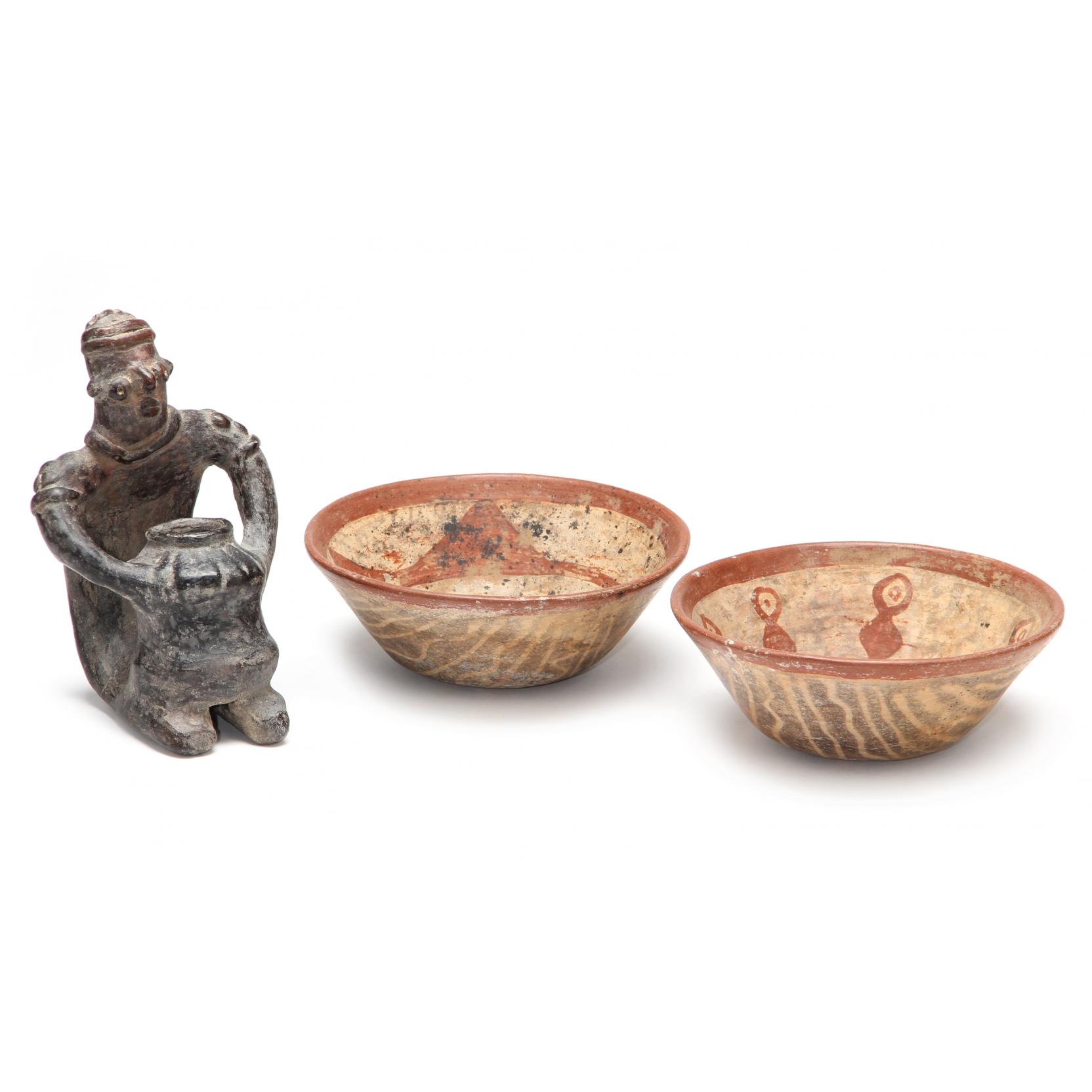 Appraisal: Three Mexican Pre-Columbian Ceramics as follows Michoacan style low bowls