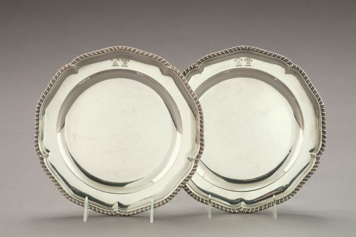 Appraisal: Pair of George III Sterling Silver Gadroon Dinner Plates London