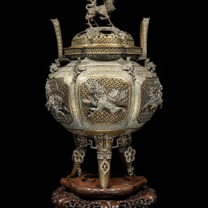 Appraisal: A Fine and Large Brass Covered Incense Burner LATE TH