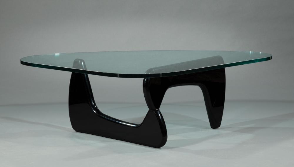 Appraisal: Noguchi-Style Coffee Table shaped glass top high gloss wood base