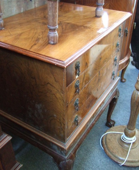 Appraisal: A th century walnut cutlery box on stand the quarter