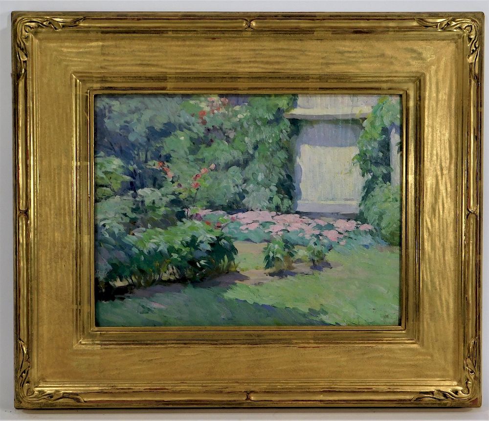 Appraisal: Mabel Woodward Flower Garden Landscape Painting Mabel May Woodward Rhode