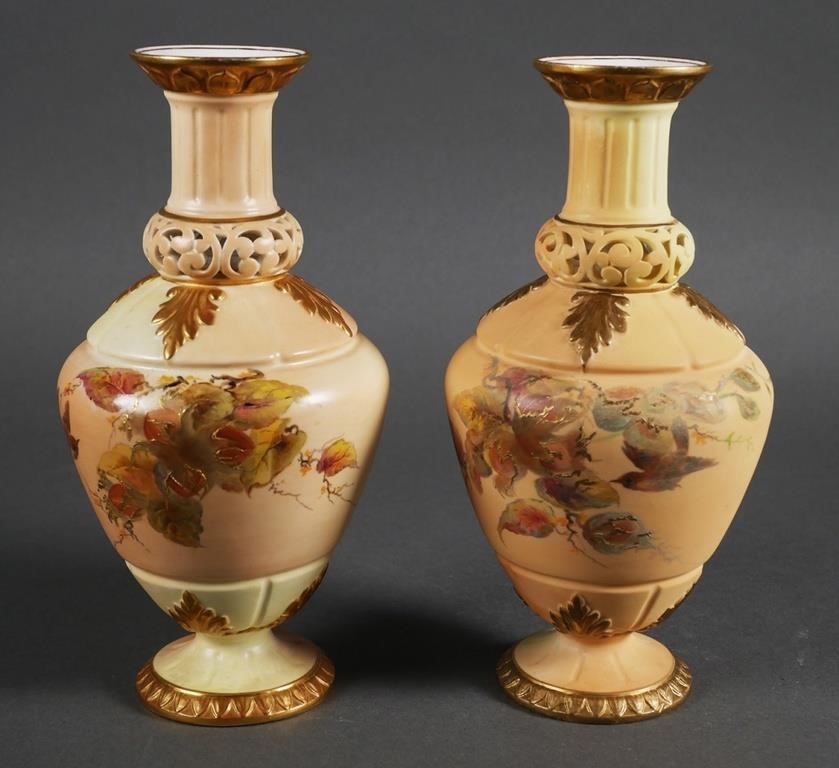 Appraisal: Pair c Royal China Works porcelain vases each having a