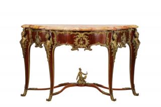 Appraisal: Louis XV Style Red Marble Top Console Table Continental th