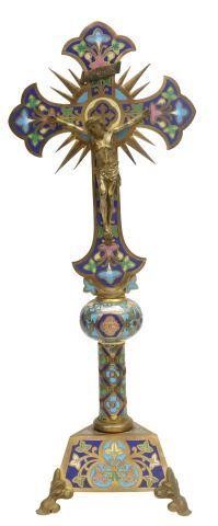 Appraisal: French champleve enamel crucifix late th c cross with Corpus