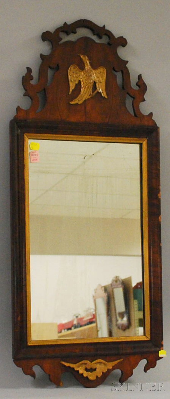 Appraisal: Queen Anne Walnut Veneer Mirror England th century pierced and