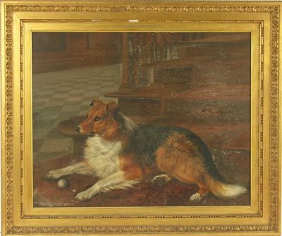 Appraisal: A Victorian portrait of a collie dog oil on canvas