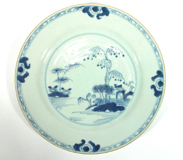 Appraisal: th Century Chinese porcelain plate hand painted with blue trees