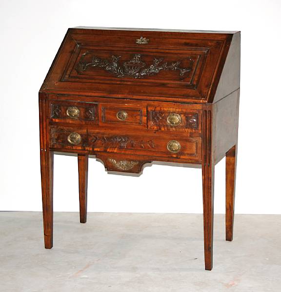 Appraisal: A Louis XVI walnut slant front desk composed of antique