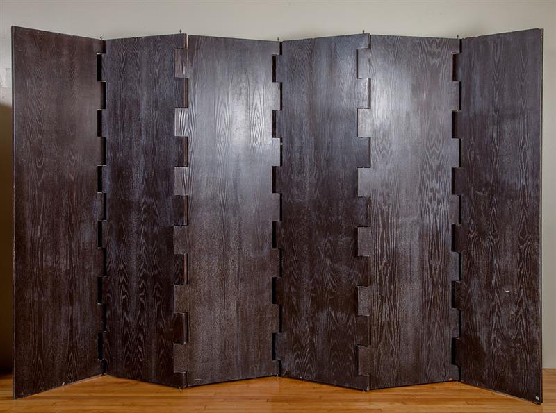 Appraisal: Six-Panel Floor Screen Cerused oak veneer as is Each panel