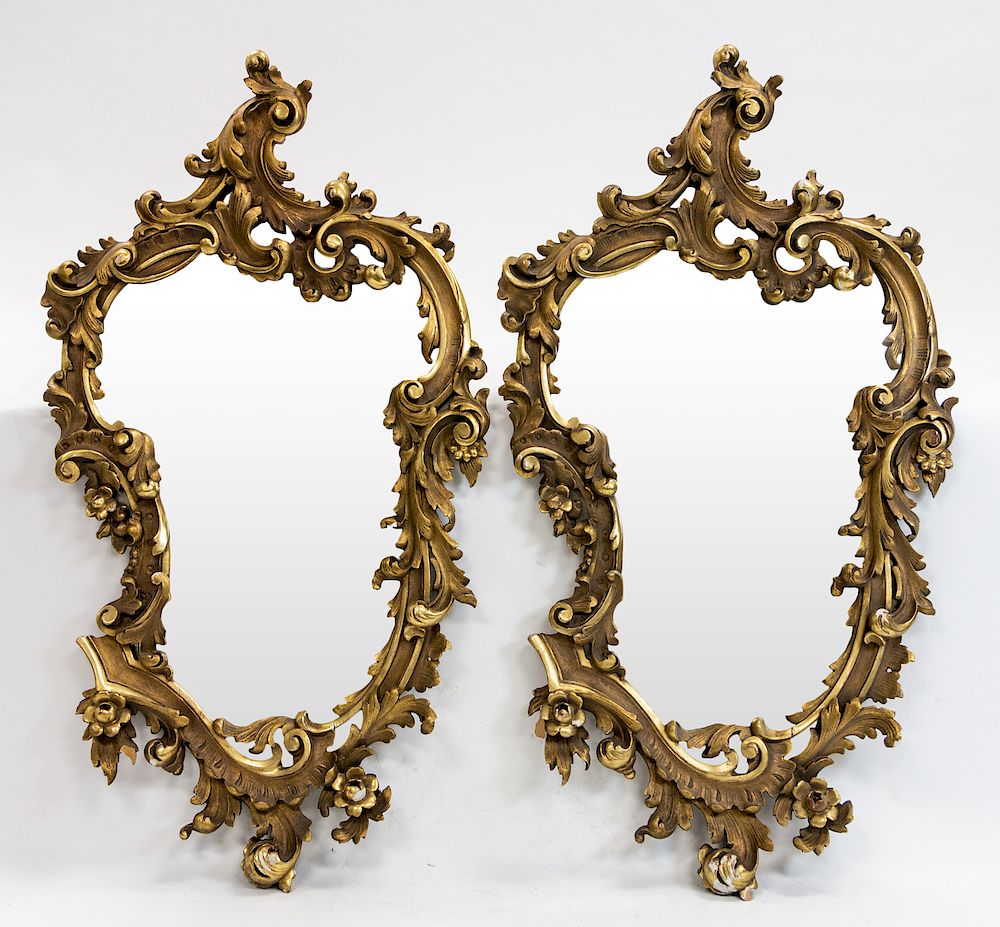 Appraisal: A PAIR OF EUROPEAN FRAMED WALL MIRRORS EARLY TH CENTURY