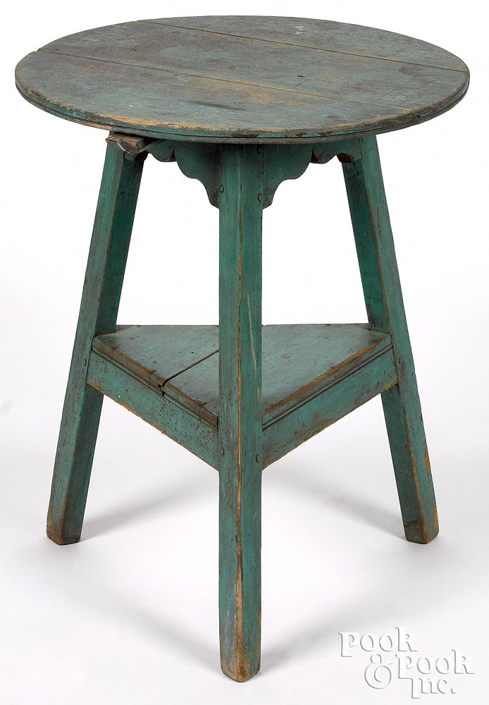 Appraisal: Painted pine tap table ca Painted pine tap table ca