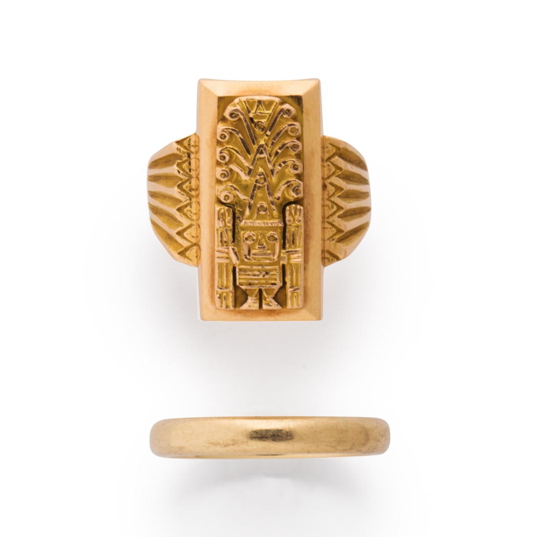 Appraisal: A GROUP OF FOURTEEN OR EIGHTEEN KARAT GOLD RING A