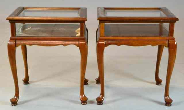 Appraisal: Matching Mahogany Specimen TablesGlass-encased display area '' H x ''