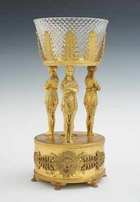 Appraisal: A French Neoclassical Gilt Metal and Diamond Cut Crystal Caryatid