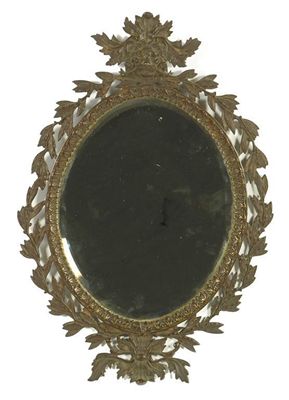 Appraisal: A late th century cast bronze oval wall mirror with