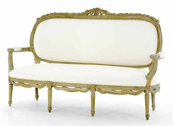 Appraisal: Louis XVI style carved and painted canape late th century