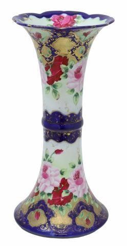 Appraisal: Tall parcel gilt and hand painted porcelain vase attributed to