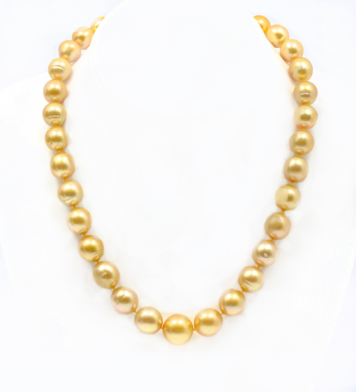 Appraisal: GOLDEN SOUTH SEA PEARL NECKLACE '' strand of individually hand