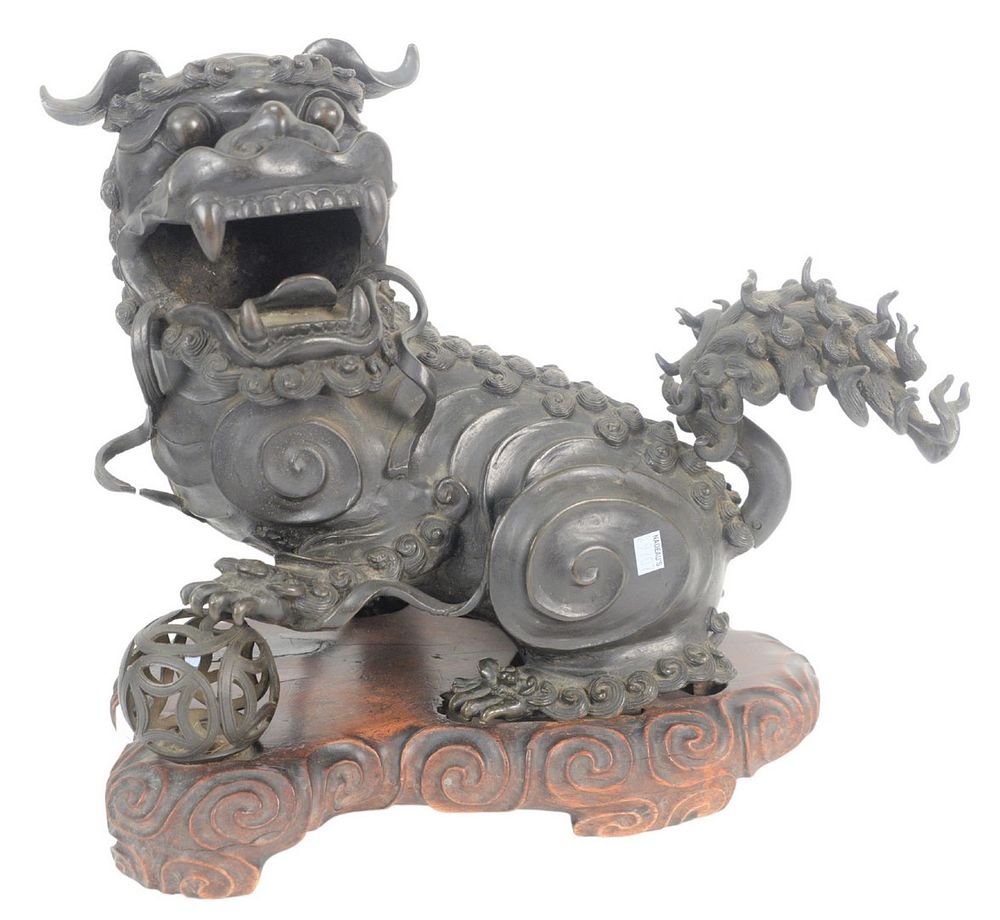 Appraisal: Large Chinese Bronze Foo Lion or Dog Censor on original