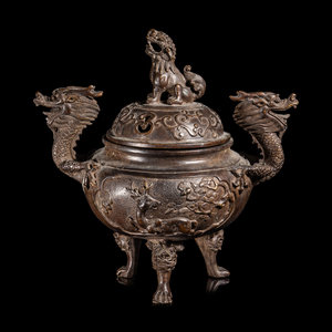 Appraisal: A Chinese Bronze Covered Incense Burner Early th Century the