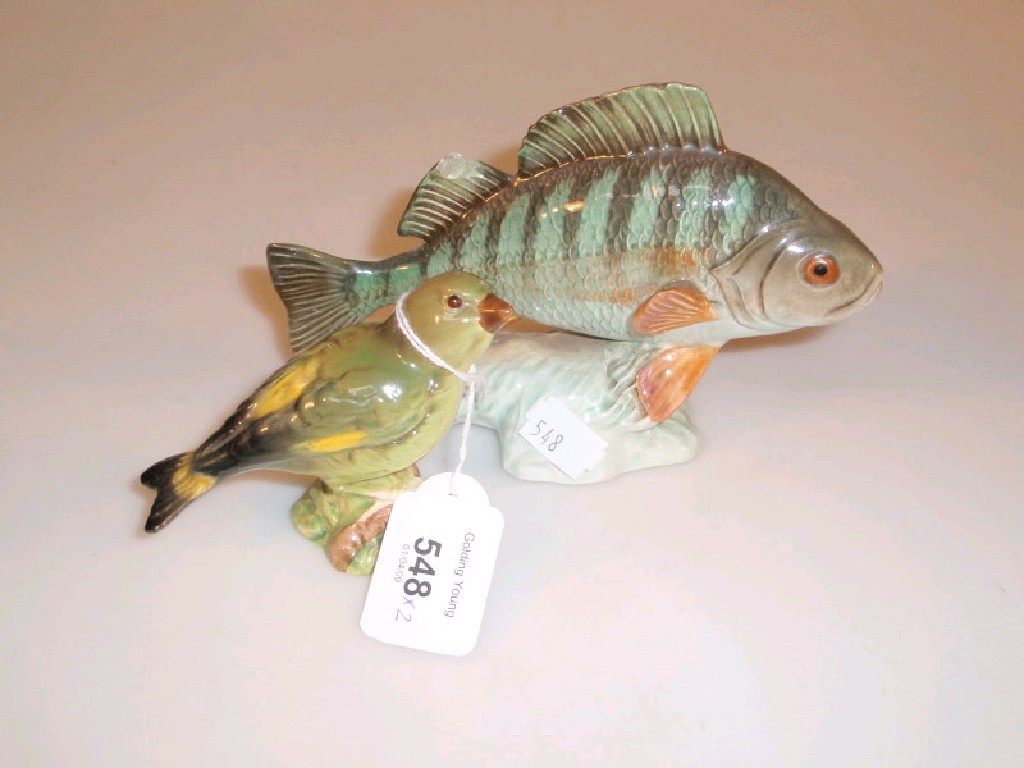 Appraisal: Beswick figures - Perch damaged fin and green finch