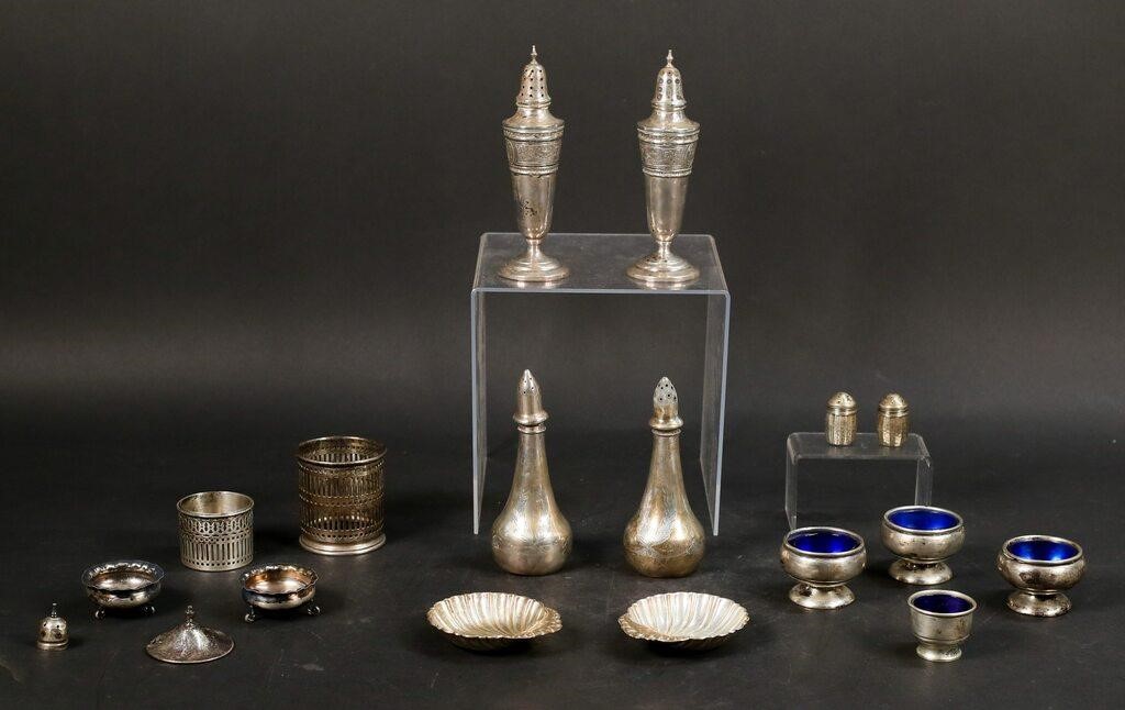 Appraisal: Lot of sterling silver salts including Alvin salt pepper International