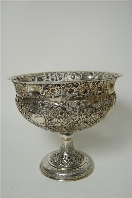 Appraisal: A Continental silver pierced bowl the deep bowl with everted