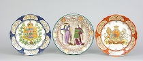 Appraisal: Three Wedgwood Polychrome Plates ca th Century This set includes