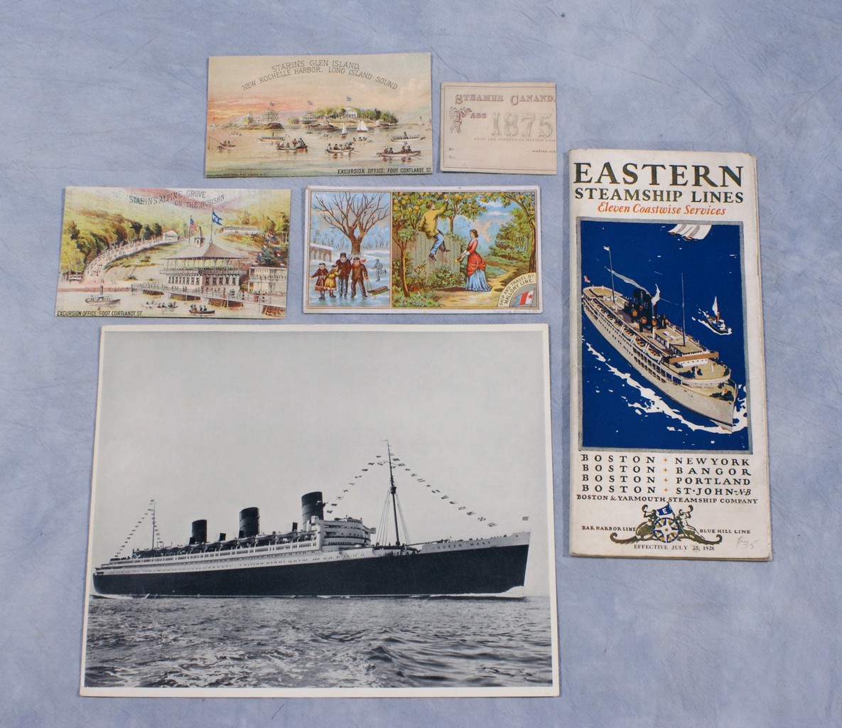 Appraisal: Ships Boats and Ferries menus trade cards passenger lists bill