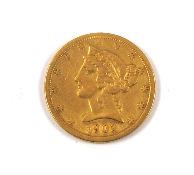 Appraisal: U S FIVE DOLLAR GOLD COIN Liberty head type -S