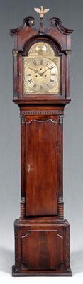 Appraisal: Chippendale mahogany tall case clock broken arch pediment fluted quarter