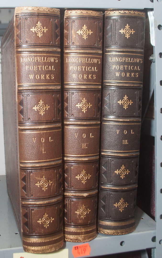 Appraisal: Lit Three Vol Poetical Works of Longfellow Boston Houghton Mifflin