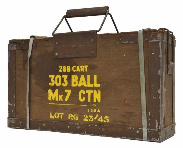 Appraisal: rounds British ammunition unopened wood case marked Cart Ball Mk