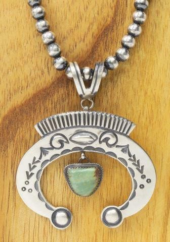 Appraisal: Native American sterling silver pendant necklace Martha Cayatineto Navajo th