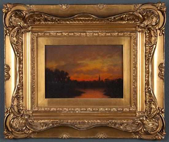 Appraisal: American School th century Landscape at Sunset oil on board