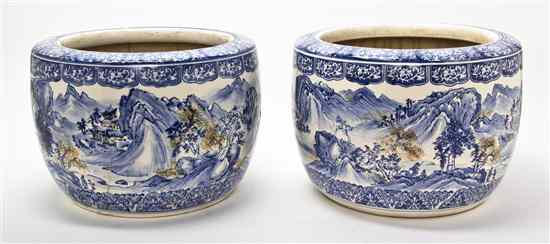 Appraisal: A Pair of Japanese Porcelain Jardinieres having blue on white