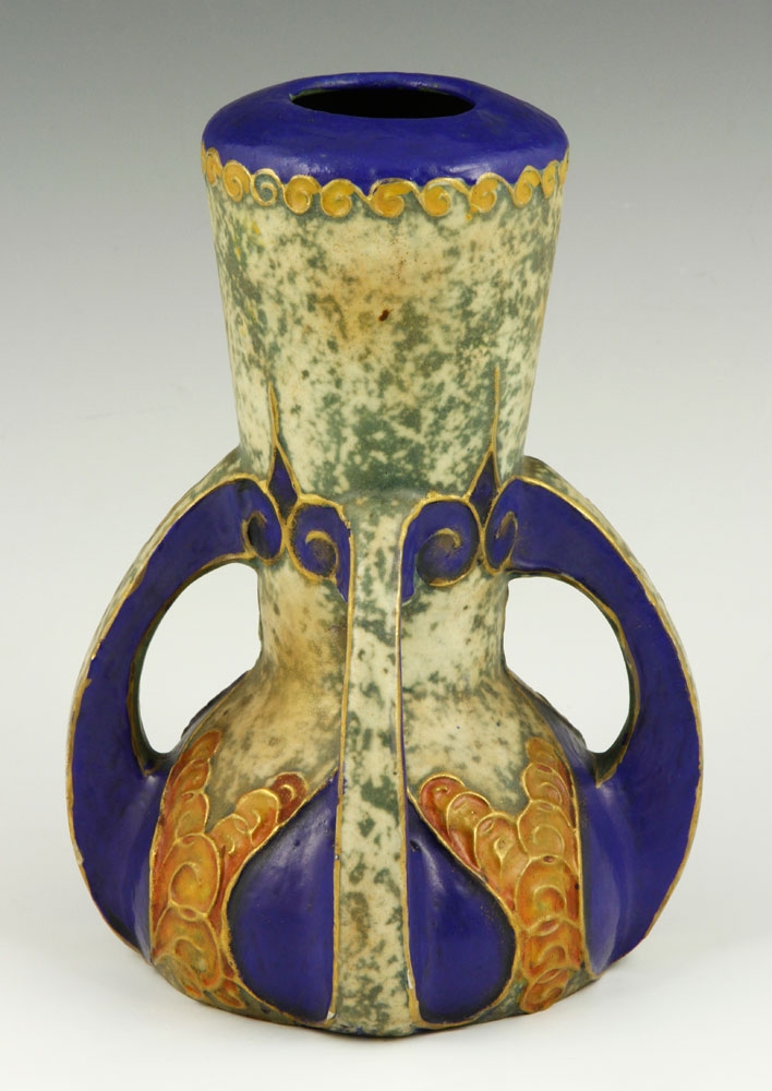 Appraisal: - Amphora Vase Amphora vase Bohemia with four handles