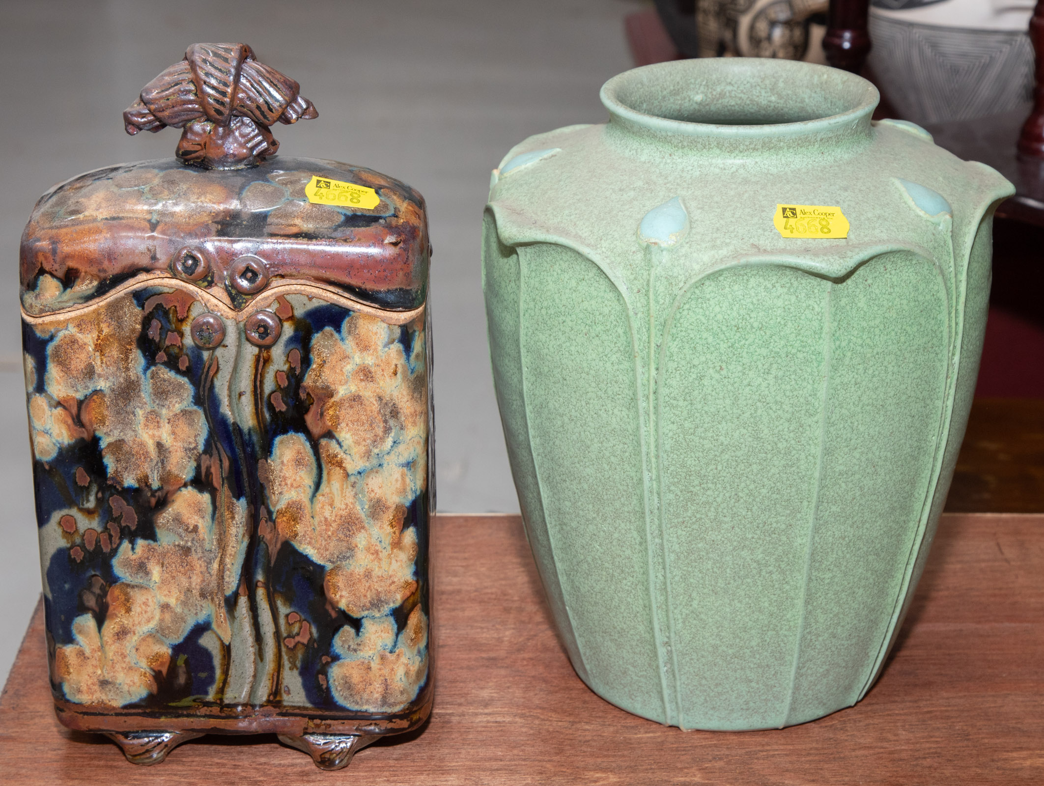 Appraisal: TWO PIECES OF MODERN ART POTTERY Including a splash-glazed stoneware