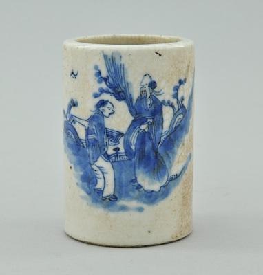 Appraisal: A Small Blue White Porcelain Brushpot Of cylindrical form decorated