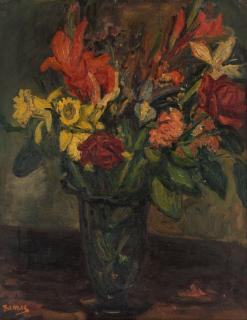 Appraisal: ARBIT BLATAS LITHUANIAN - Bouquet of Flowers oil on canvas