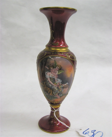 Appraisal: HAND PAINTED AND ENAMELED BUD VASE signed by the Artist