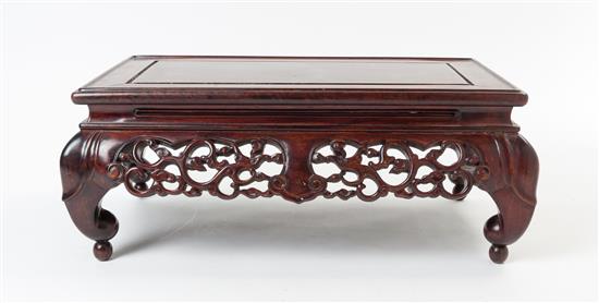 Appraisal: Sale Lot A Carved Rosewood Stand of recessed rectangular form