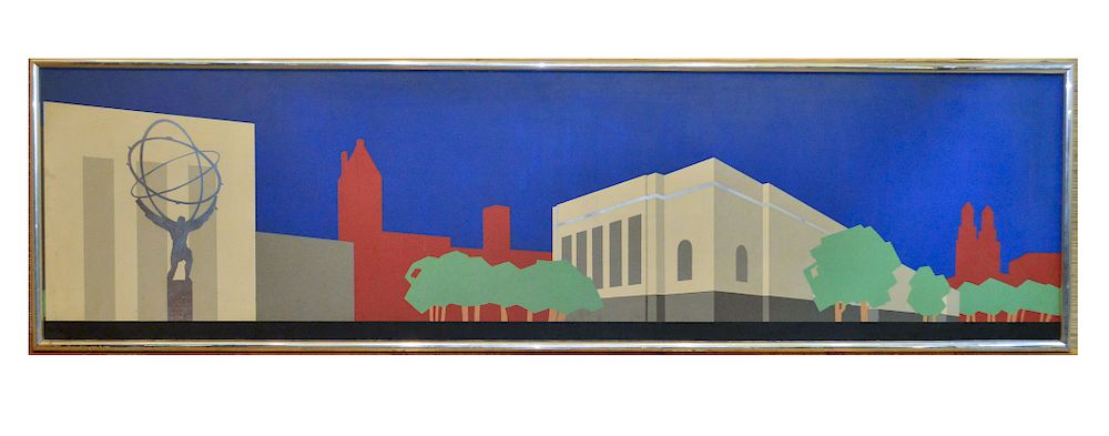 Appraisal: Mid-Century Modern Painting of New York City Scene Mid-century modern