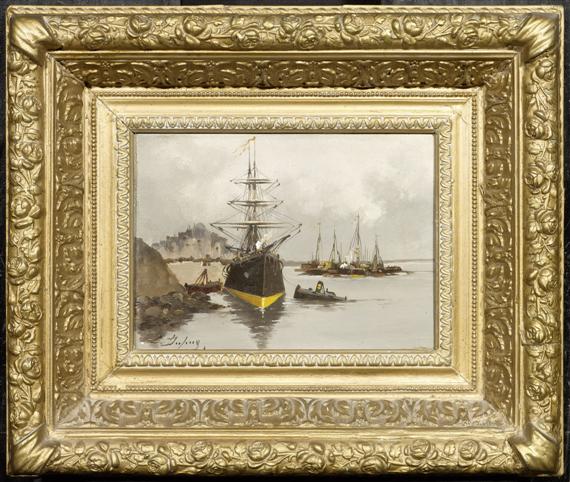 Appraisal: FRANCE th c A pair of marines Oil on panel